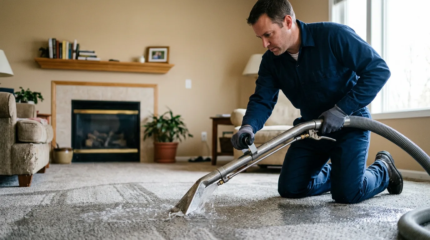 Water damage restoration technician working near Glenview, IL